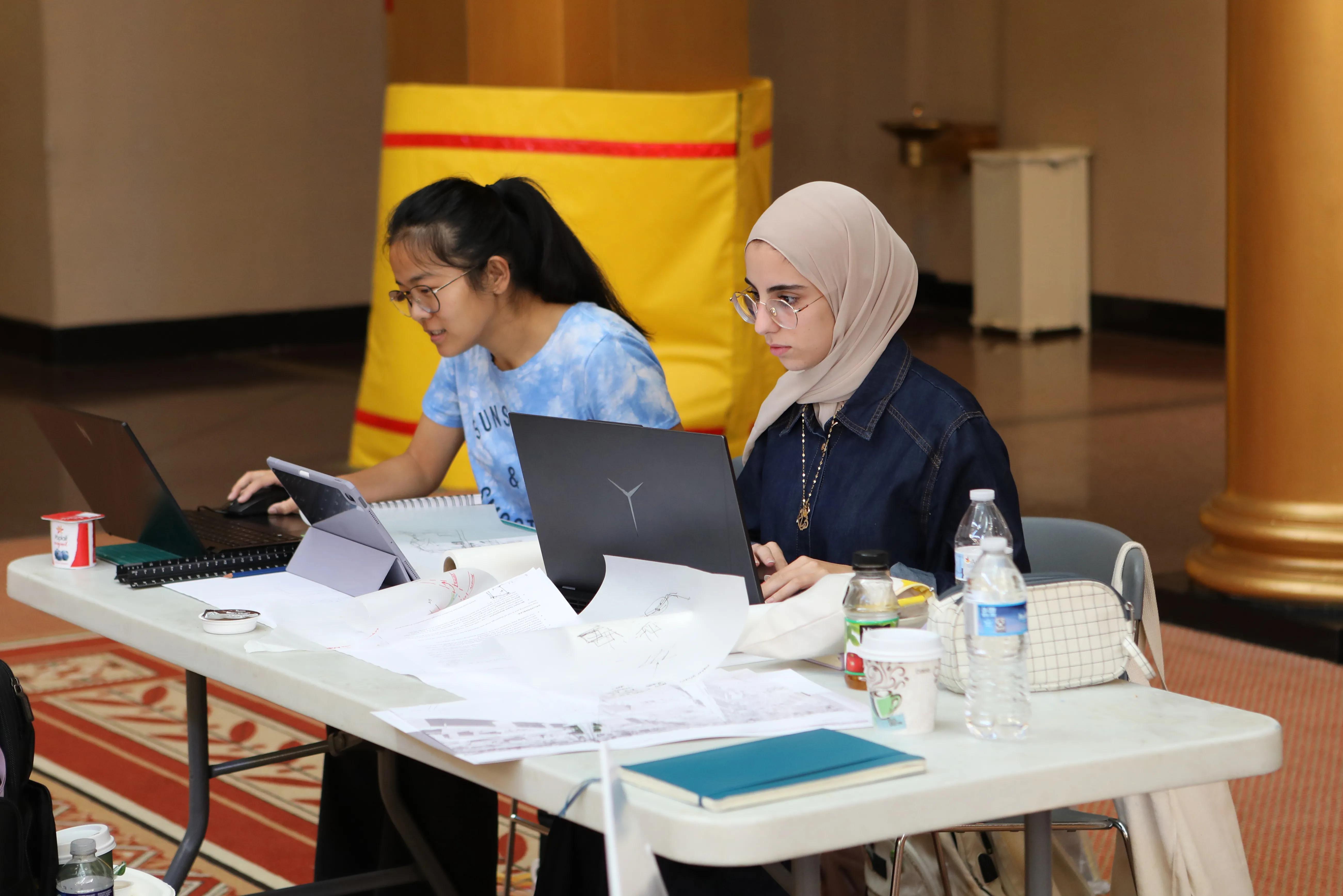 Architecture students collaborating during the 2025 Interschool Design Competition.