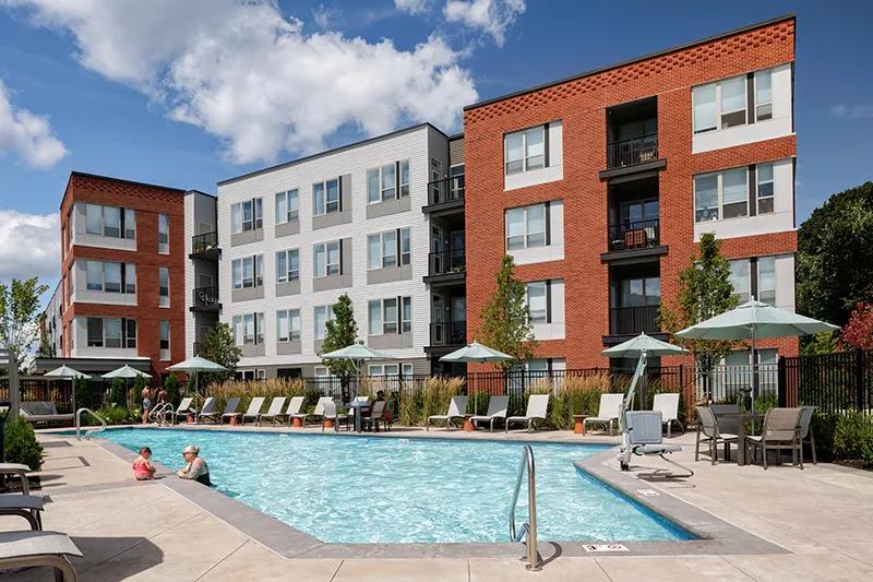 A pool and common are at the Avalon North Andover apartments in Boston, Massachusetts. Courtesy of The Architectural Team, Inc. 